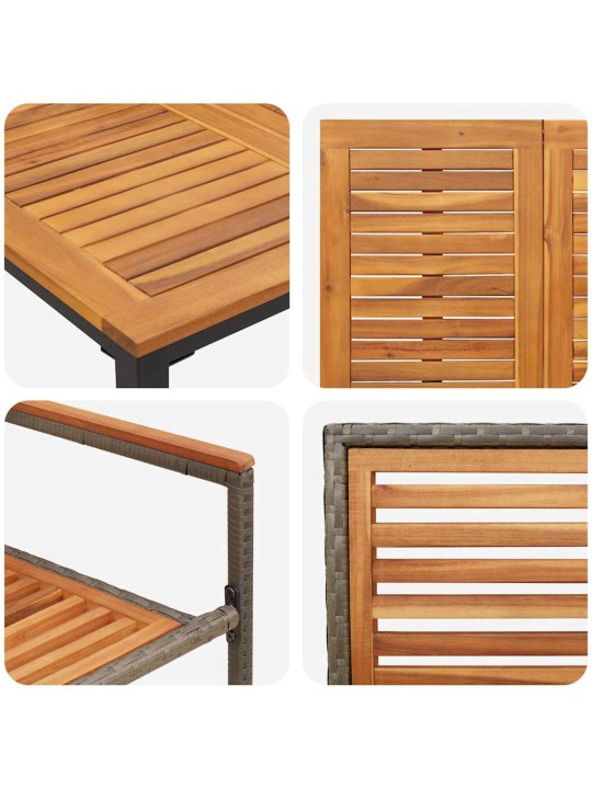 Dārza ēdamgalds 7 pcs pelēka 180 x 90 x 75 cm poliratāns
