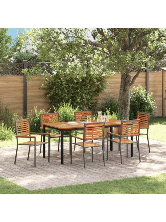 Dārza ēdamgalds 7 pcs pelēka 180 x 90 x 75 cm poliratāns