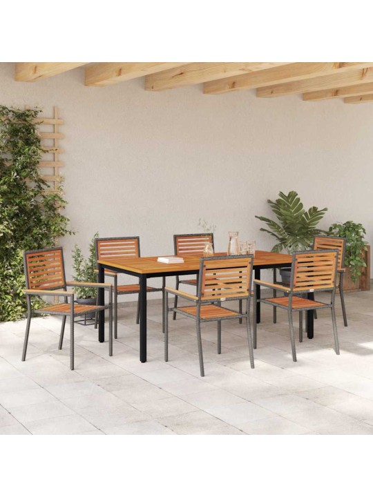 Dārza ēdamgalds 7 pcs pelēka 180 x 90 x 75 cm poliratāns