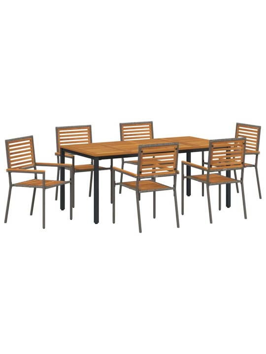Dārza ēdamgalds 7 pcs pelēka 180 x 90 x 75 cm poliratāns