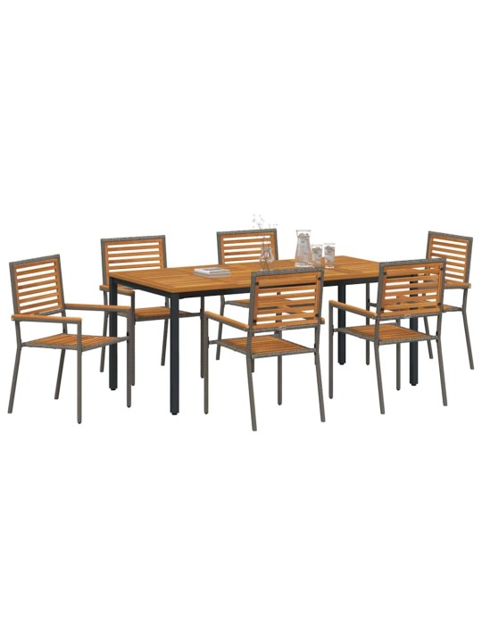 Dārza ēdamgalds 7 pcs pelēka 180 x 90 x 75 cm poliratāns