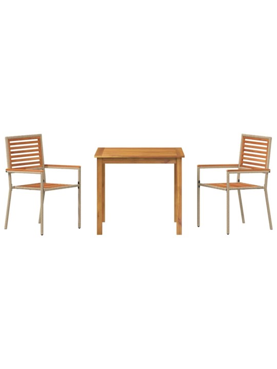 Dārza ēdamgalds 3 pcs bēša poliūtu rotangpalma