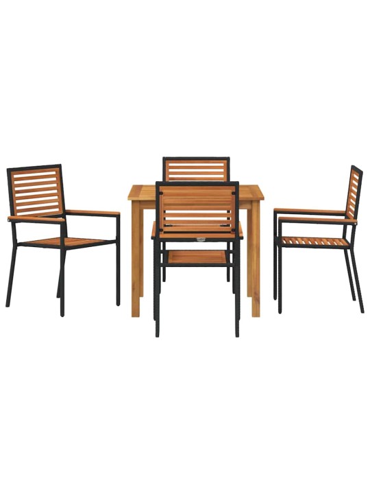 Dārza ēdamgalds 5 pcs melna poliūtu rotangpalma