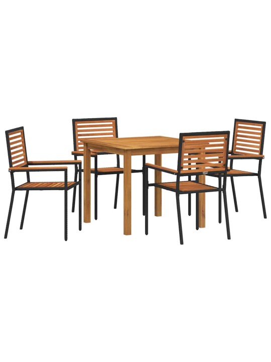 Dārza ēdamgalds 5 pcs melna poliūtu rotangpalma