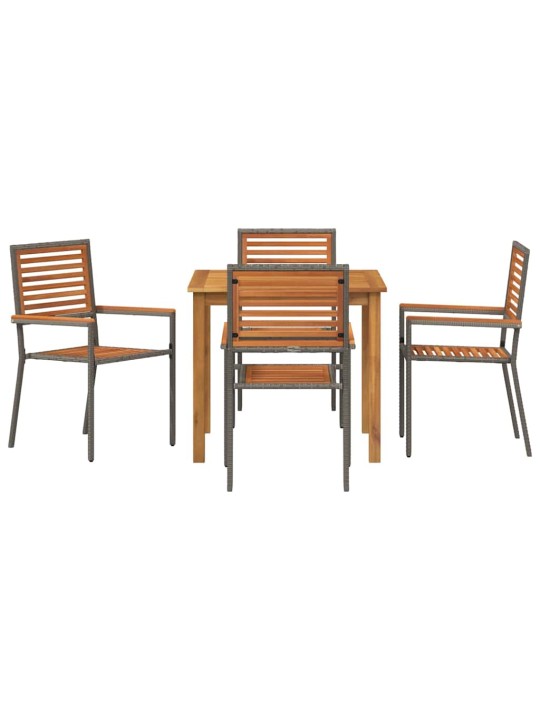 Dārza ēdamgalds 5 pcs pelēka poliūtu rotangpalma