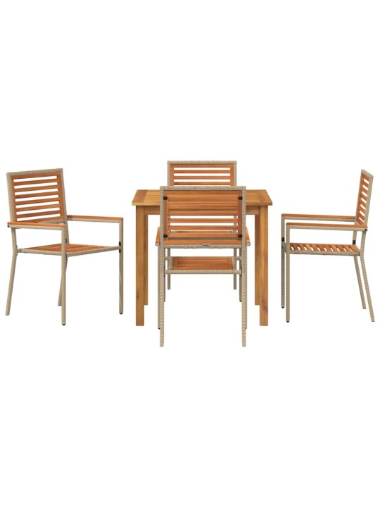 Dārza ēdamgalds 5 pcs bēša poliūtu rotangpalma