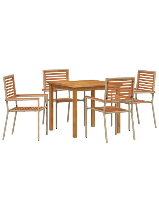 Dārza ēdamgalds 5 pcs bēša poliūtu rotangpalma