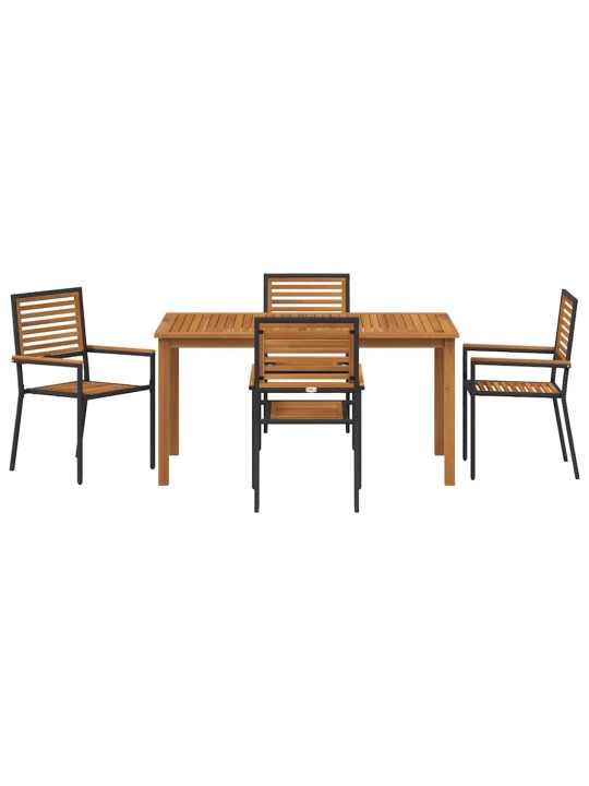 Dārza ēdamgalds 5 pcs melna poliūtu rotangpalma
