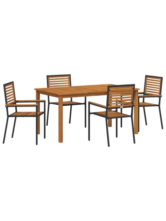 Dārza ēdamgalds 5 pcs melna poliūtu rotangpalma