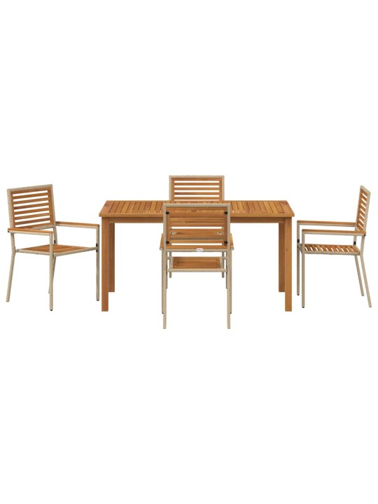 Dārza ēdamgalds 5 pcs bēša poliūtu rotangpalma