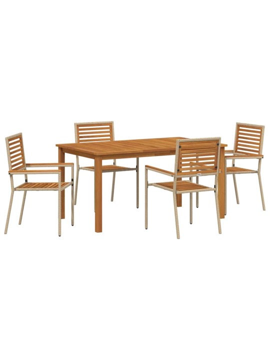 Dārza ēdamgalds 5 pcs bēša poliūtu rotangpalma