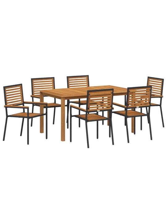 Dārza ēdamgalds 7 pcs melna poliūtu rotangpalma