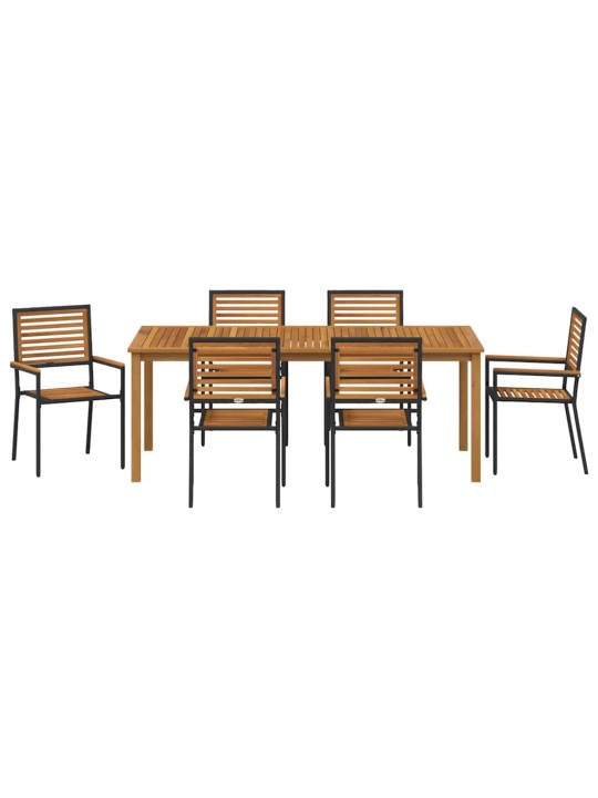 Dārza ēdamgalds 7 pcs melna poliūtu rotangpalma