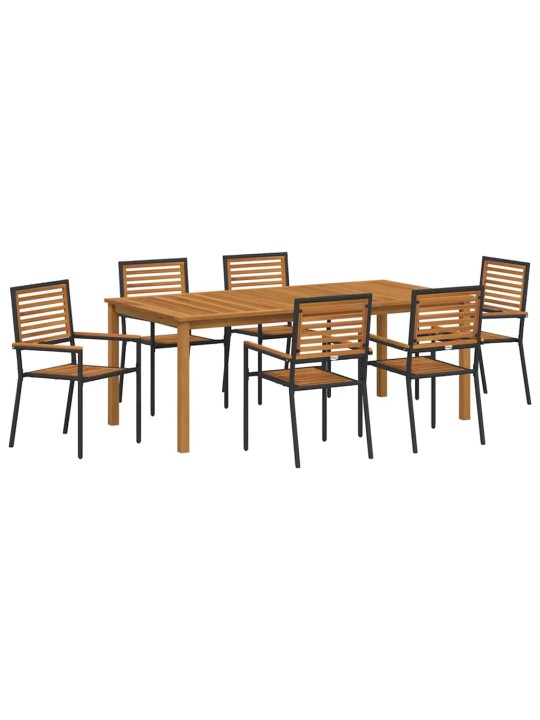 Dārza ēdamgalds 7 pcs melna poliūtu rotangpalma