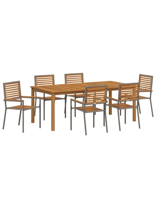 Dārza ēdamgalds 7 pcs pelēka poliūtu rotangpalma