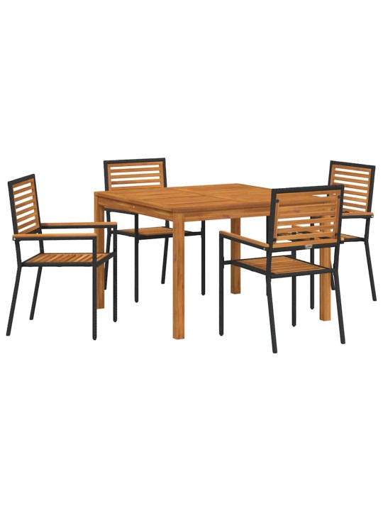 Dārza ēdamgalds 5 pcs melna poliūtu rotangpalma