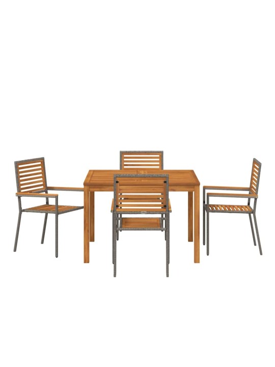 Dārza ēdamgalds 5 pcs pelēka poliūtu rotangpalma