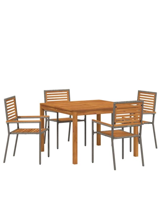 Dārza ēdamgalds 5 pcs pelēka poliūtu rotangpalma