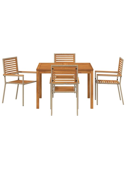 Dārza ēdamgalds 5 pcs bēša poliūtu rotangpalma