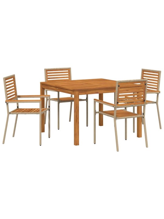 Dārza ēdamgalds 5 pcs bēša poliūtu rotangpalma
