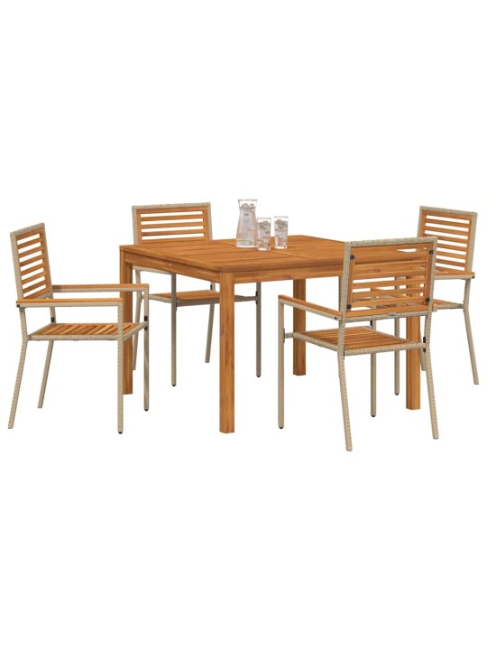 Dārza ēdamgalds 5 pcs bēša poliūtu rotangpalma