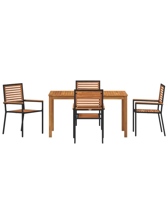 Dārza ēdamgalds 5 pcs melna poliūtu rotangpalma