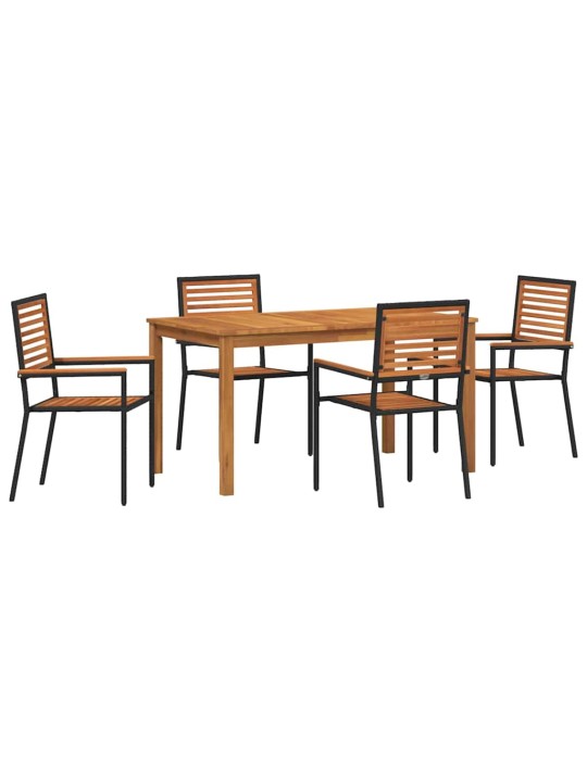 Dārza ēdamgalds 5 pcs melna poliūtu rotangpalma