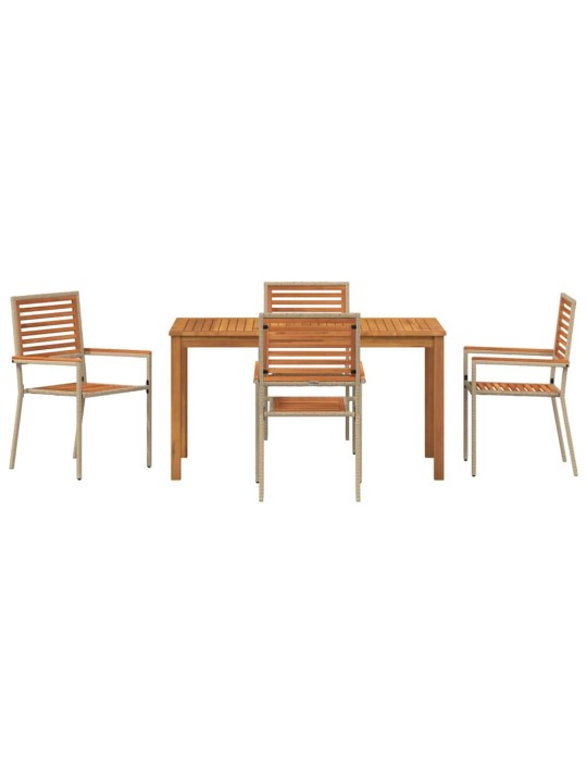 Dārza ēdamgalds 5 pcs bēša poliūtu rotangpalma