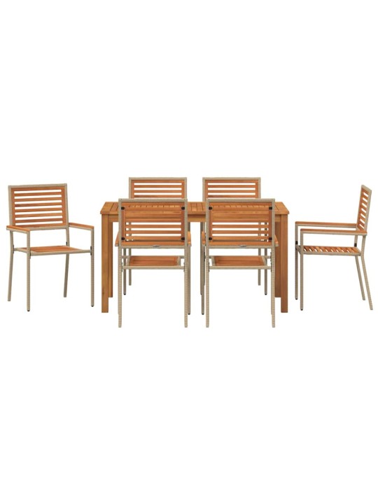 Dārza ēdamgalds 7 pcs bēša poliūtu rotangpalma