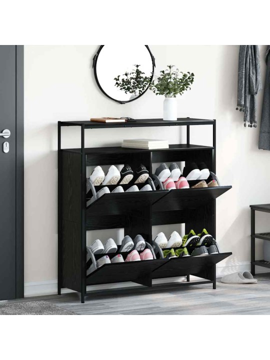 Apavu skapis melns ozols 100 x 34 x 112 cm inženierijas koks