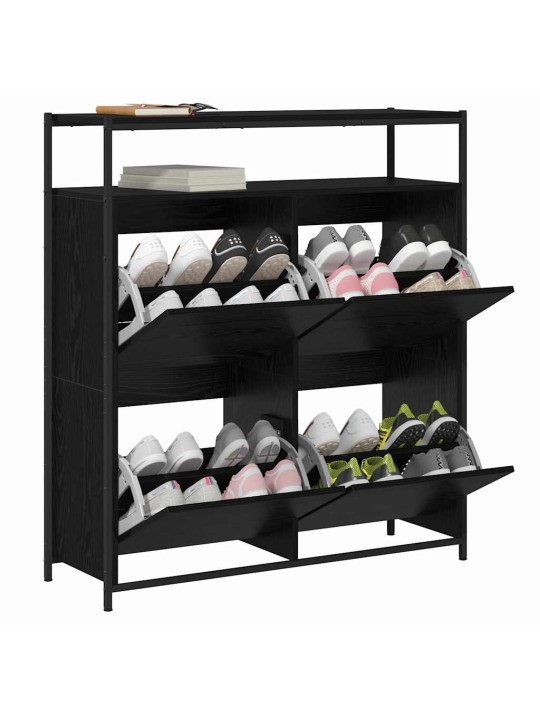 Apavu skapis melns ozols 100 x 34 x 112 cm inženierijas koks