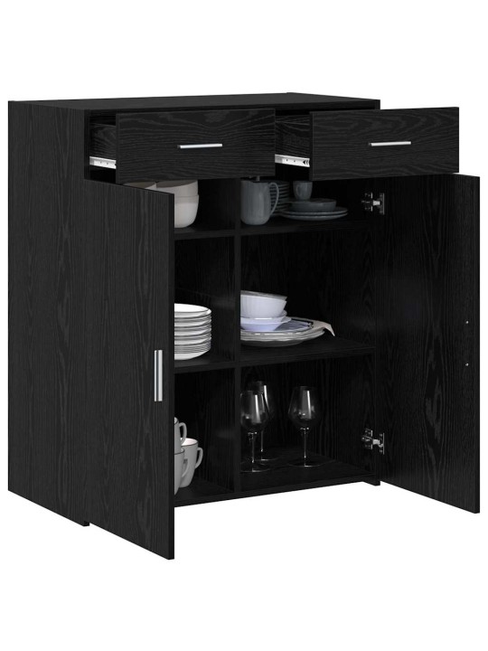 Skapītis melns ozols 80 x 42.5 x 93.5 cm inženierijas koks