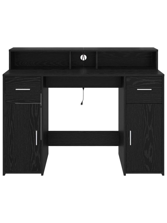 Galds ar plauktu melns ozols 120 x 55 x 91 cm inženierijas koks