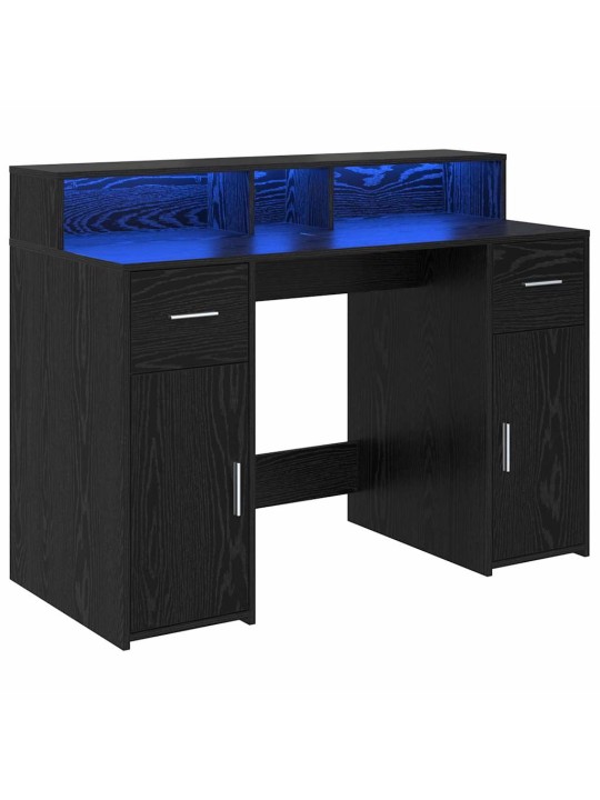Galds ar plauktu melns ozols 120 x 55 x 91 cm inženierijas koks