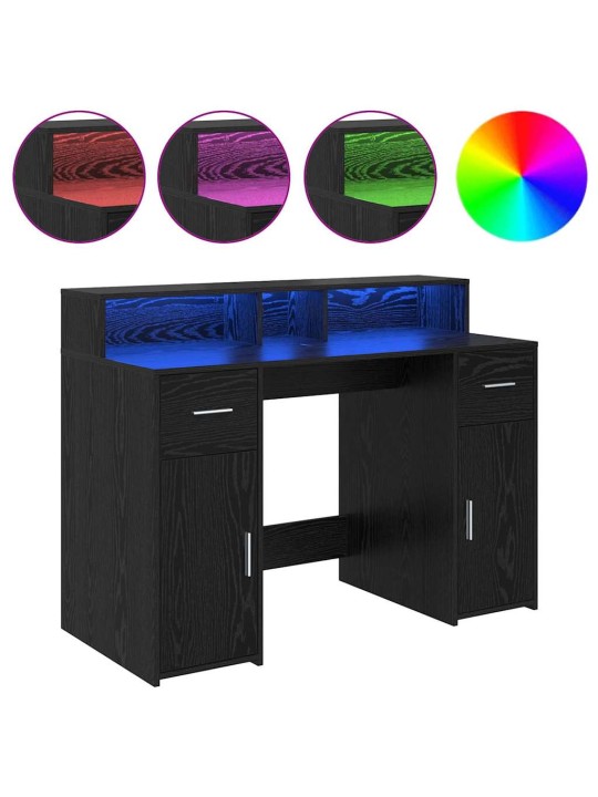 Galds ar plauktu melns ozols 120 x 55 x 91 cm inženierijas koks
