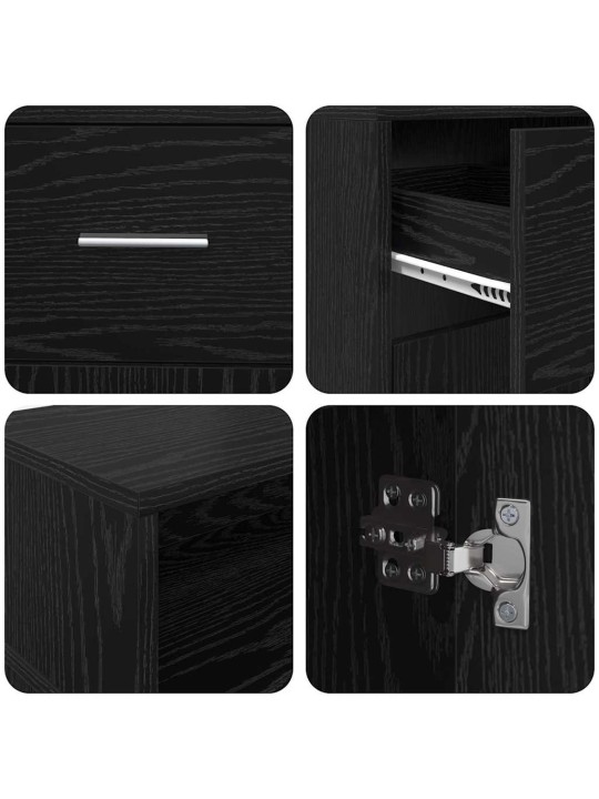Galds ar plauktu melns ozols 140 x 55 x 91 cm inženierijas koks
