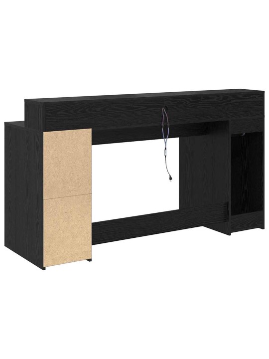 Galds ar plauktu melns ozols 160 x 55 x 91 cm inženierijas koks
