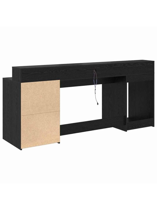 Galds ar plauktu melns ozols 200 x 55 x 91 cm inženierijas koks