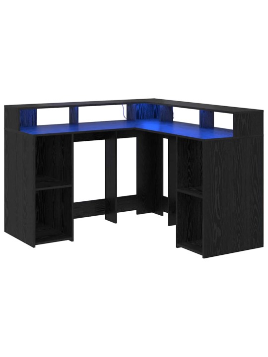 Galds melns ozols 130 x 130 x 91 cm inženierijas koks