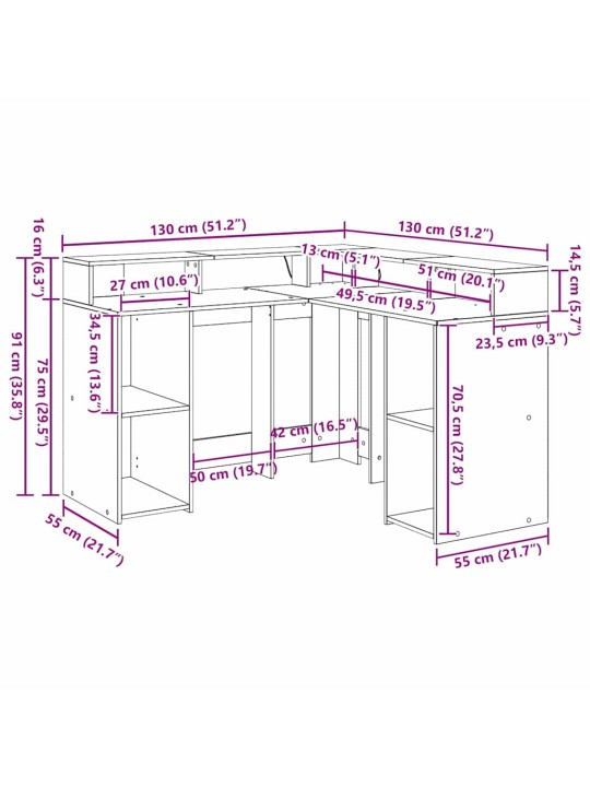 Galds melns ozols 130 x 130 x 91 cm inženierijas koks