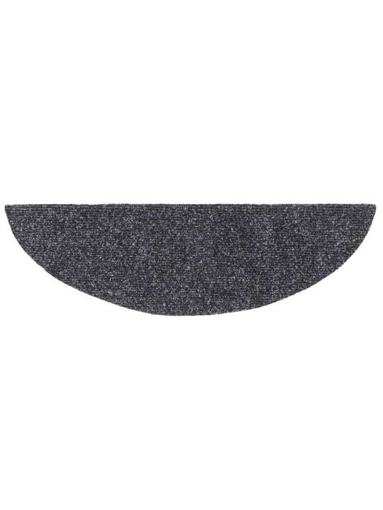 Kāpņu paklājiņi, pašlīmējoši, 20 gab., 56x17x3 cm, tumši pelēki, pusapaļi