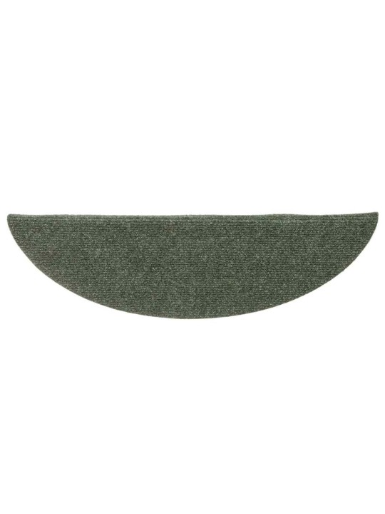 Kāpņu paklājiņi, pašlīmējoši, 20 gab., 56x17x3 cm, zaļi, pusapaļi
