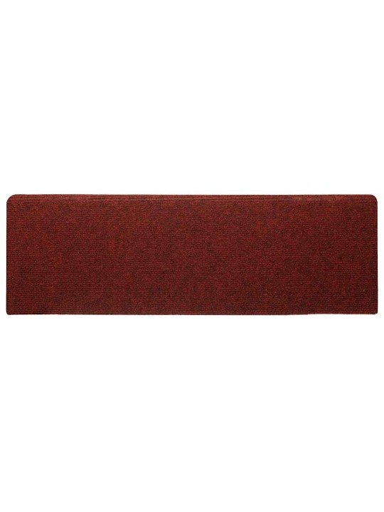 Kāpņu paklājiņi, pašlīmējoši, 30 gab., 65x21x4 cm, bordo sarkani, taisnstūrveida mala