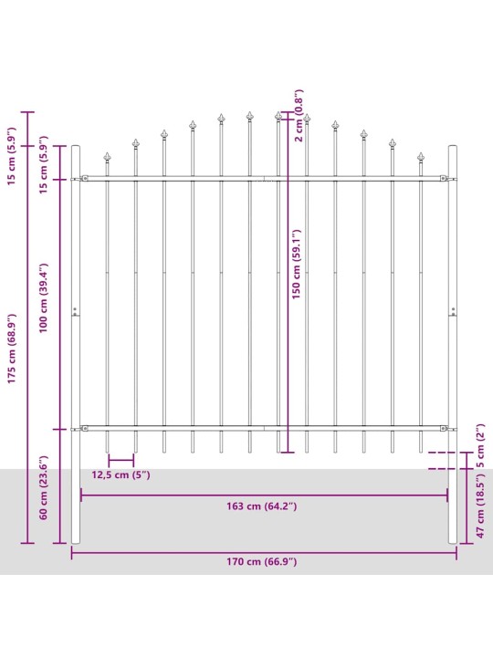 Dārza žogs balts 340 x 150 cm