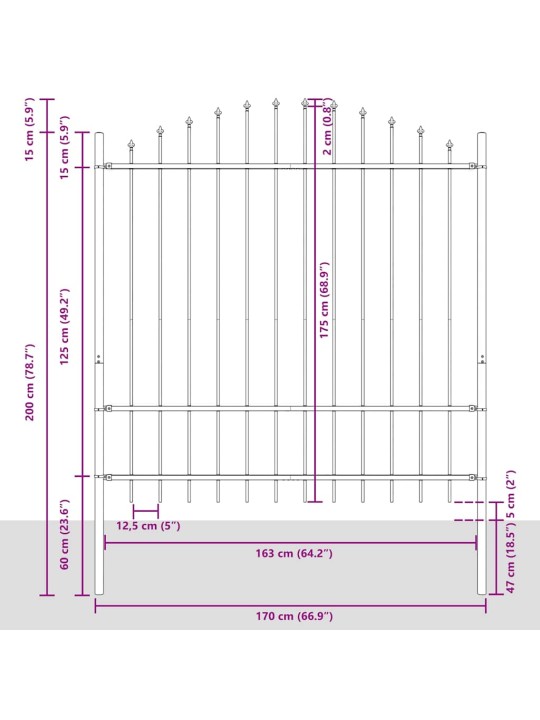 Dārza žogs balts 340 x 175 cm