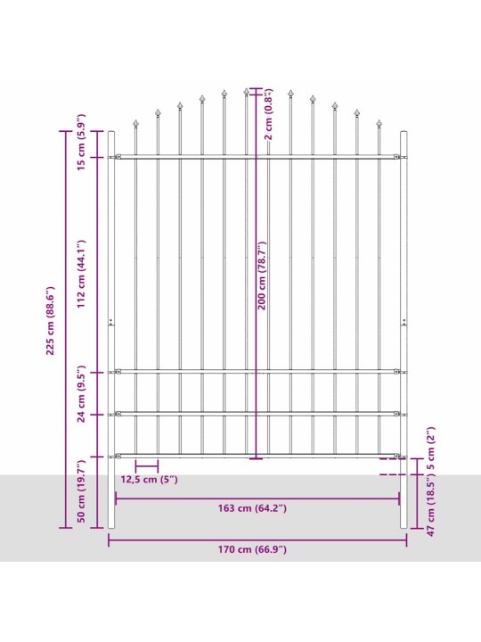 Dārza žogs balts 510 x 200 cm