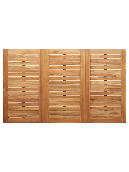 Dārza ēdamgalds 5 pcs cieta teak koks un nerūsējošais tērauds