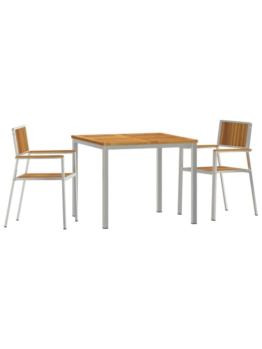 Dārza ēdamgalds 3 pcs brūna akācijas masīvkoks