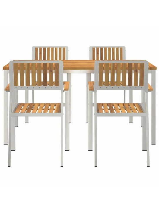 Dārza ēdamgalds 5 pcs brūna akācijas masīvkoks