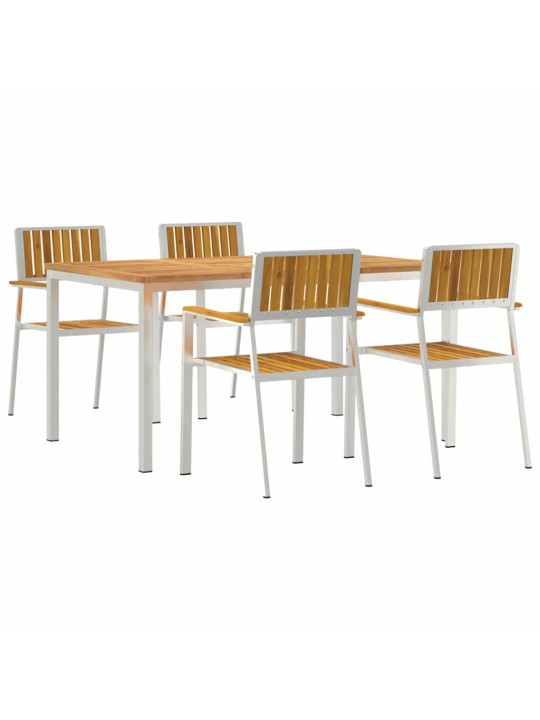 Dārza ēdamgalds 5 pcs brūna akācijas masīvkoks